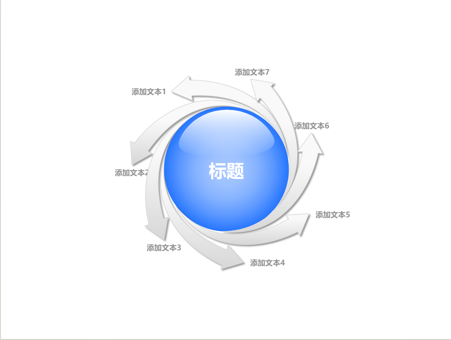 旋转箭头扩散关系图表PPT模板