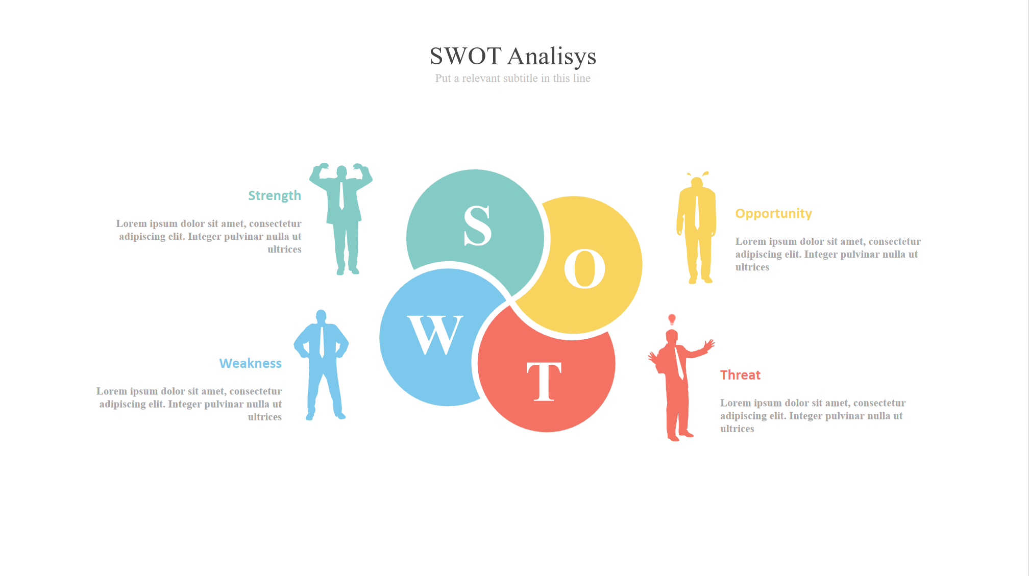 人物剪影swot分析图表PPT模板