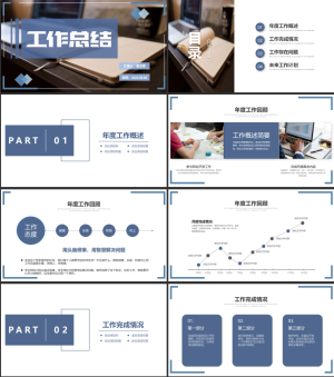 商务简约工作总结项目汇报述职报告PPT模板