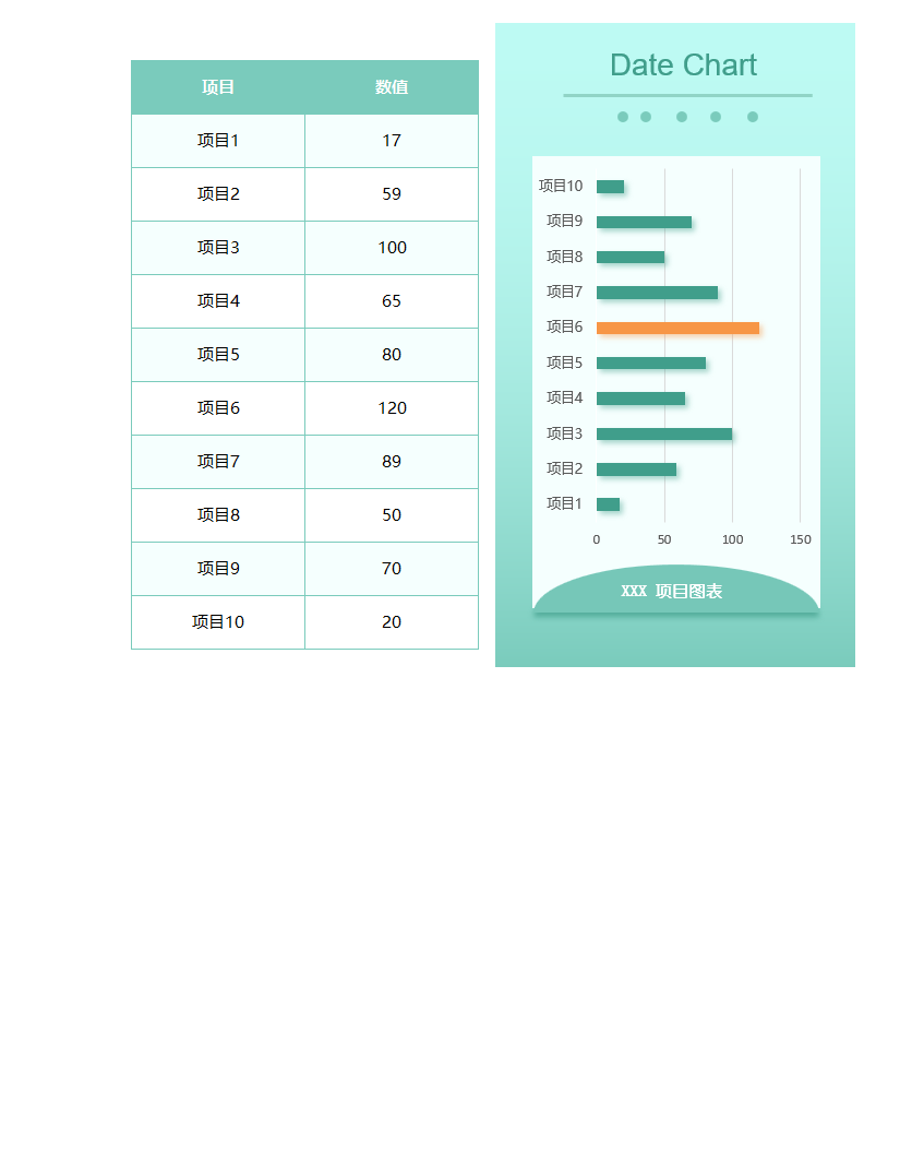 创意绿色清新条形图设计Excel模板