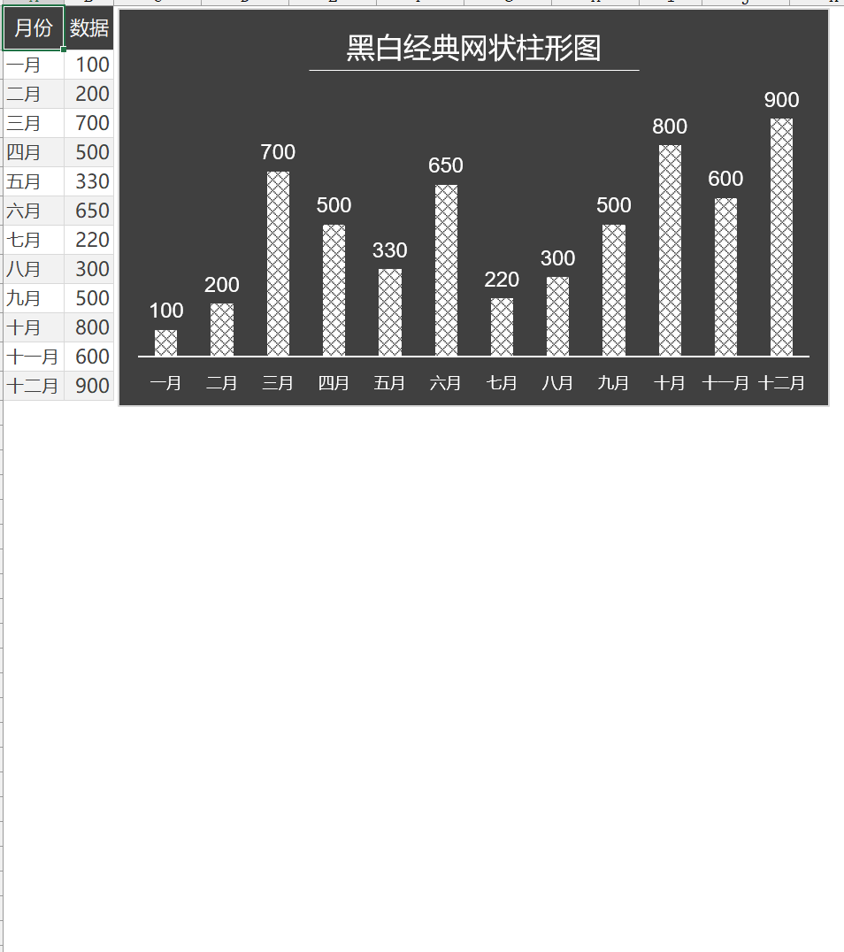 黑底经典网状柱形图Excel模板