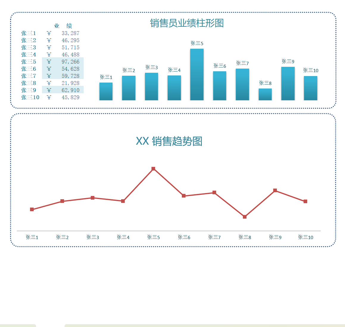 图表模板蓝色商务销售趋势图Excel模板